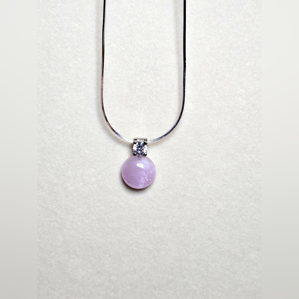 Kunzite Crystal and Sterling Silver Necklace